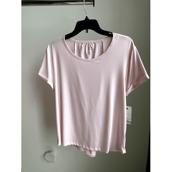 Apana Womens Pullover Top Shirt Purple Short Sleeve Scoop Neck Stretch Size L in