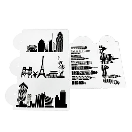 

5Pcs Cake Decorating Stencils Templates Spray Buldings Cake s