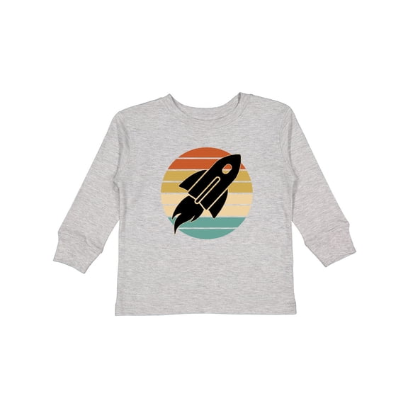 Inktastic Space Rocket Retro Sunset Boys or Girls Long Sleeve Toddler T-Shirt