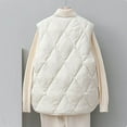 thumbnail image 4 of Htigea Fall Quilted Vest for Women Versatile Sleeveless Jackets Casual Snap Button Gilet Lightweight Coats with Pockets White L, 4 of 8