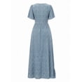 thumbnail image 5 of Xaqiouau Womens Boho Floral Maxi Dress Short Sleeve Casual Summer Long Dress Crew Neck Flowy A Line Beach Vacation Dress, 5 of 7