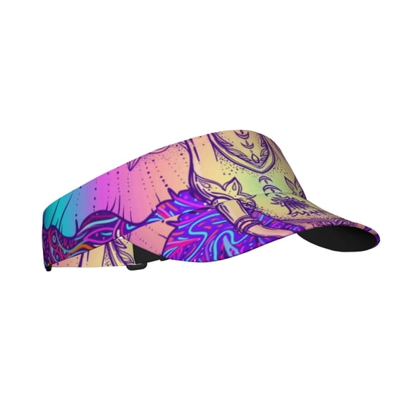 Kdxio Elephant In Tribal Style Print Sun Visor Hat Golf Visor Adjustable Velcro Outdoor Sports Cap For Men Women