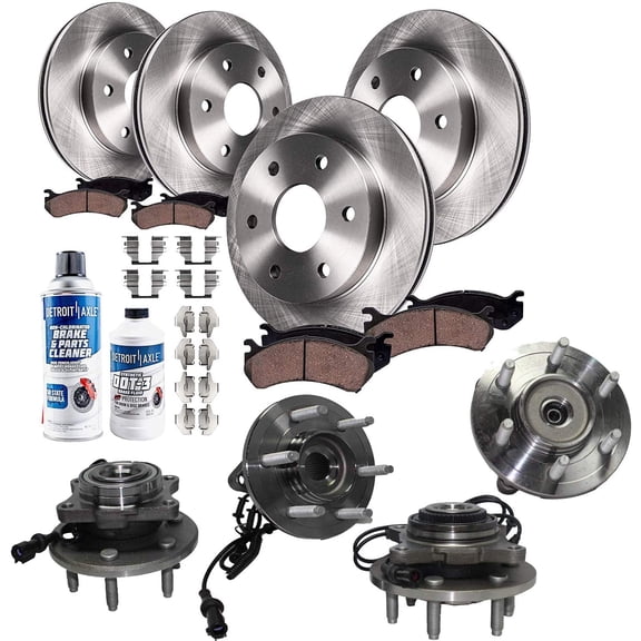 Detroit Axle - 4WD Front & Rear Brake Rotors   Pads   Wheel Bearings & Hub Assemblies Replacement for 2003-2006 Ford Expedition Lincoln Navigator