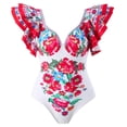 thumbnail image 4 of SDNall Bikini Rétro à Fleurs Ajusté pour Femmes, Maillot de Bain une Pièce Aguichant avec Robe, 4 of 9