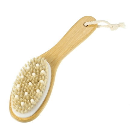 Unique Bargains 1 Pc Back Scrubber for Shower with Bristles Shower Brush with Long Handle for Skin Exfoliating Beige