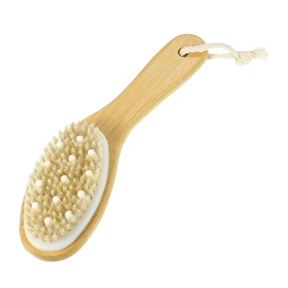 Unique Bargains 1 Pc Back Scrubber for Shower with Bristles Shower Brush with Long Handle for Skin Exfoliating Beige