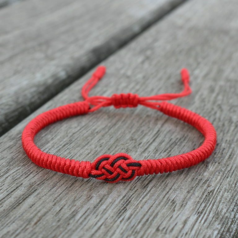 National Style Lucky Red Black String Bracelet Lovers Handmade Braided  Concentric Knot Charm for Women Men Jewelry Gift 