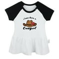 thumbnail image 2 of iDzn I Was Born A Cowgirl Funny Dresses For Baby, Newborn Babies Skirts, Infant Princess Dress, 0-24M Kids Graphic Clothes (Black Raglan Dresses, 12-18 Months), 2 of 5