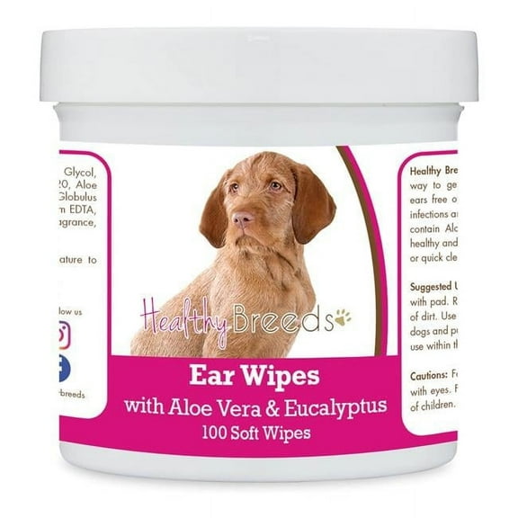 Healthy Breeds 192959824995 Wirehaired Vizsla Ear Cleaning Wipes with Aloe & Eucalyptus for Dogs - 100 Count