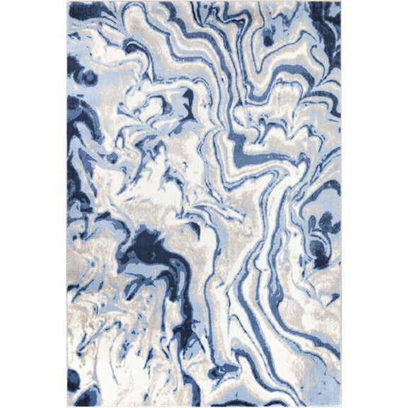 Abani Arto Collection Beige Area Rug 4' x 6' Marble Swirl Modern