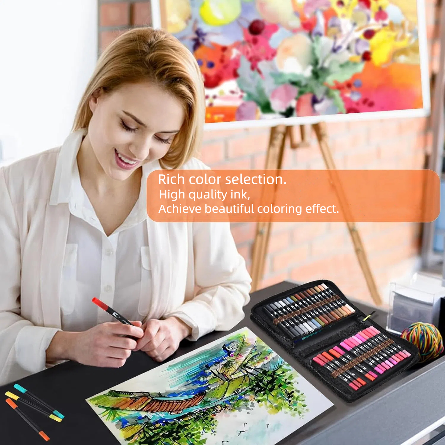 ASOVNXF Dual Tip Brush Pens, 72-Color Art Marker Set photo 6