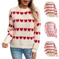 thumbnail image 4 of WREESH Fashion Pullover Women Round-Neck Print Fall and Winter Long Sleeve Pullover Sweater Pink, 4 of 4