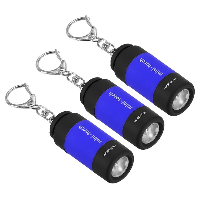 Unique Bargains 2.1' Mini Rechargeable LED Keychain Flashlight USB Charging 3 Pack Blue