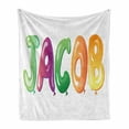 thumbnail image 1 of Jacob Soft Flannel Fleece Blanket, Balloon Font Design Widespread Traditional Male Name Cheerful Digital Boyish Design, Cozy Plush for Indoor and Outdoor Use, 60" x 80", Multicolor, by Ambesonne, 1 of 6