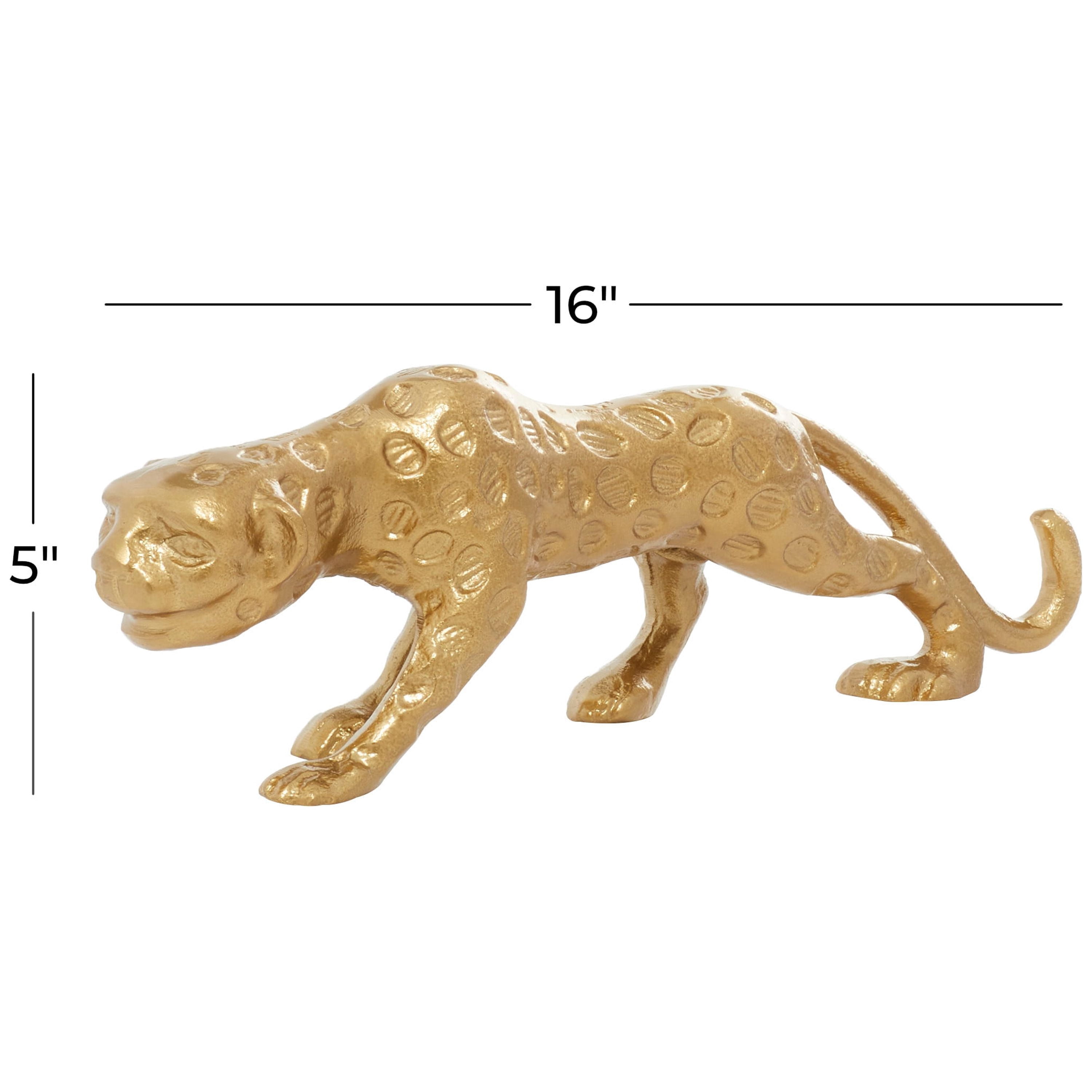 DecMode 3"W, 5"H Aluminum Contemporary Leopard Sculpture, Gold