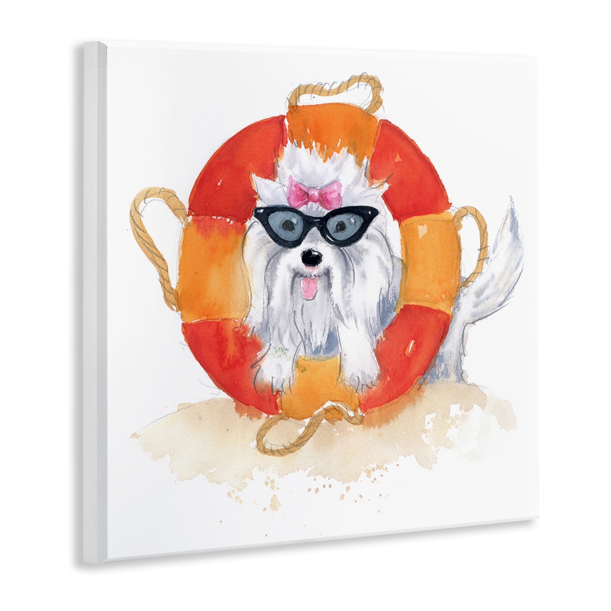 Stupell Industries Sandy Dog in Sunglasses Animals Painting Unframed Art Print Wall Art, 12 x 12