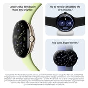 Google Pixel Watch 4 (41mm) - Android Smartwatch with Domed Display, Comprehensive Health and Fitness Tracking, and Help from Gemini - Champagne Gold Aluminum Case - Lemongrass Active Band - LTE