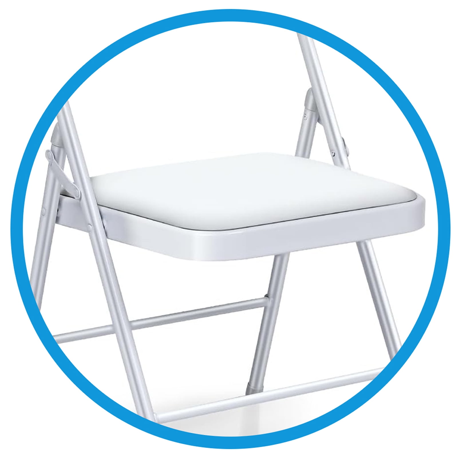 AKIUDEX Vinyl-Padded Metal Folding Chair, 6-Pack, White