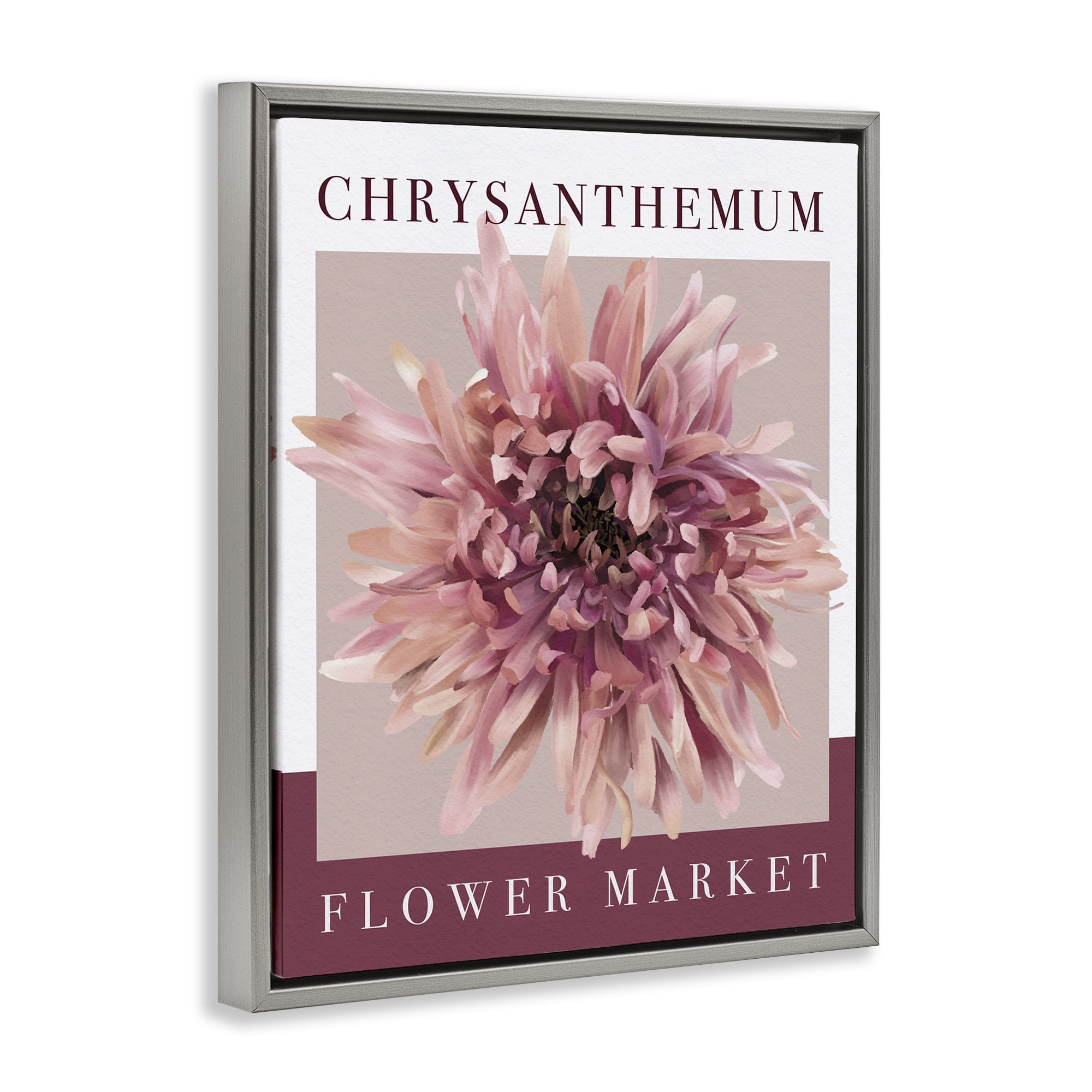 Stupell Industries Chrysanthemum Flower Market Gray Framed Floater Canvas Wall Art, design by Jennifer Stith
