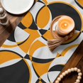 thumbnail image 3 of Orange Geometric Table Runner 90 Inches, Modern Abstract Lines Textured Bed Runner Dresser Scarves Tabletop for Indoor Outdoor Parties/Ceremony/Banquet, 13" x 90", 3 of 9