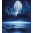 thumbnail image 3 of Ambesonne Moon Duvet Cover Sets, Full Moon and Calm Sea, 2-Queen, Navy Blue White, 3 of 7
