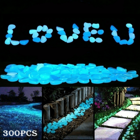 Willstar Glow in The Dark Stones, 300Pcs Luminous Garden Pebbles Rocks, Multicolor