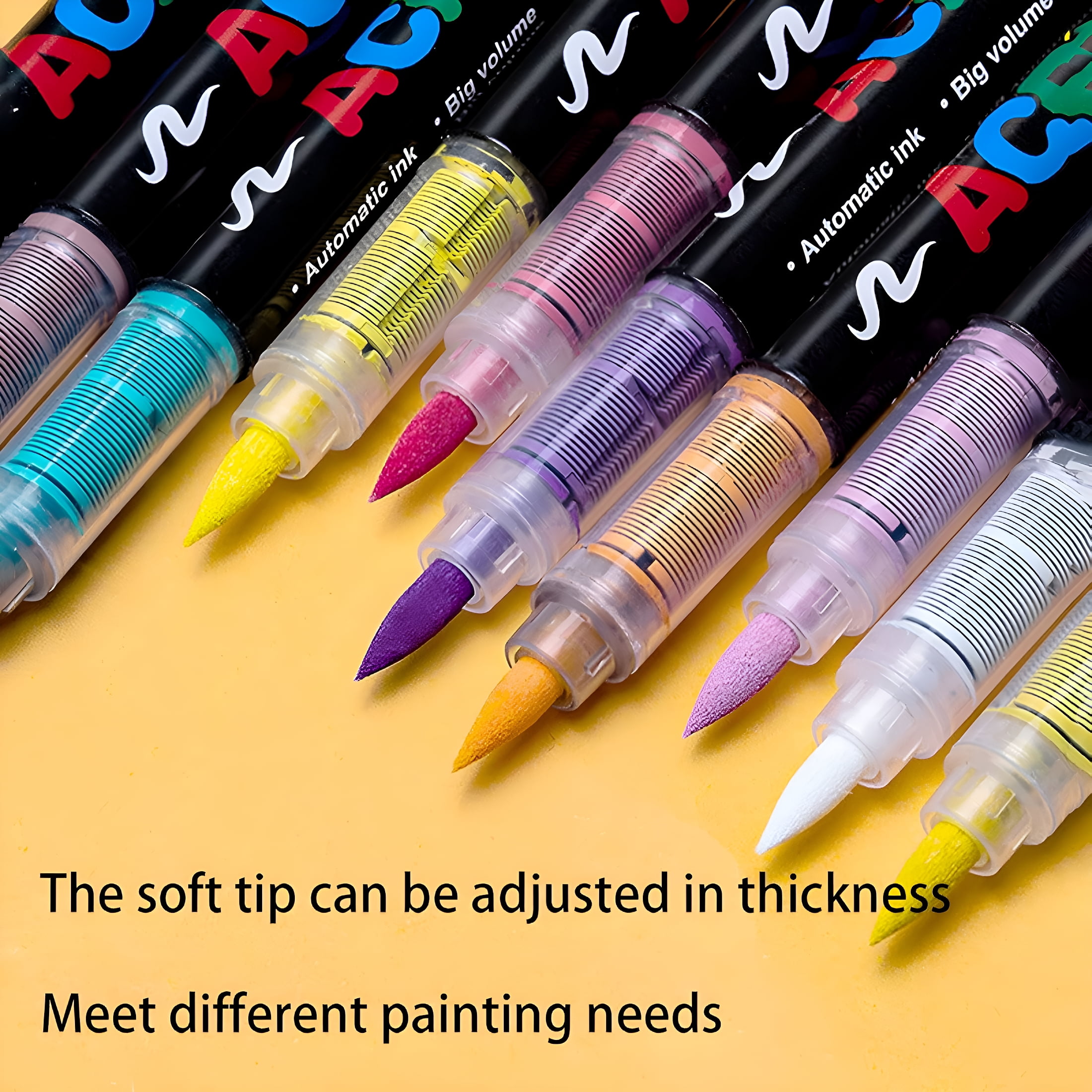 CCOCC Acrylic Markers for Coloring Books,Straight Liquid Acrylic Marker,Acrylic Brush Markers for Adult Coloring,Acrylic Paint Markers Pen Brush Dual Tip (48 color)