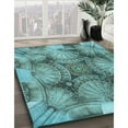 thumbnail image 3 of Ahgly Company Machine Washable Indoor Round Transitional Turquoise Green Area Rugs, 3' Round, 3 of 7