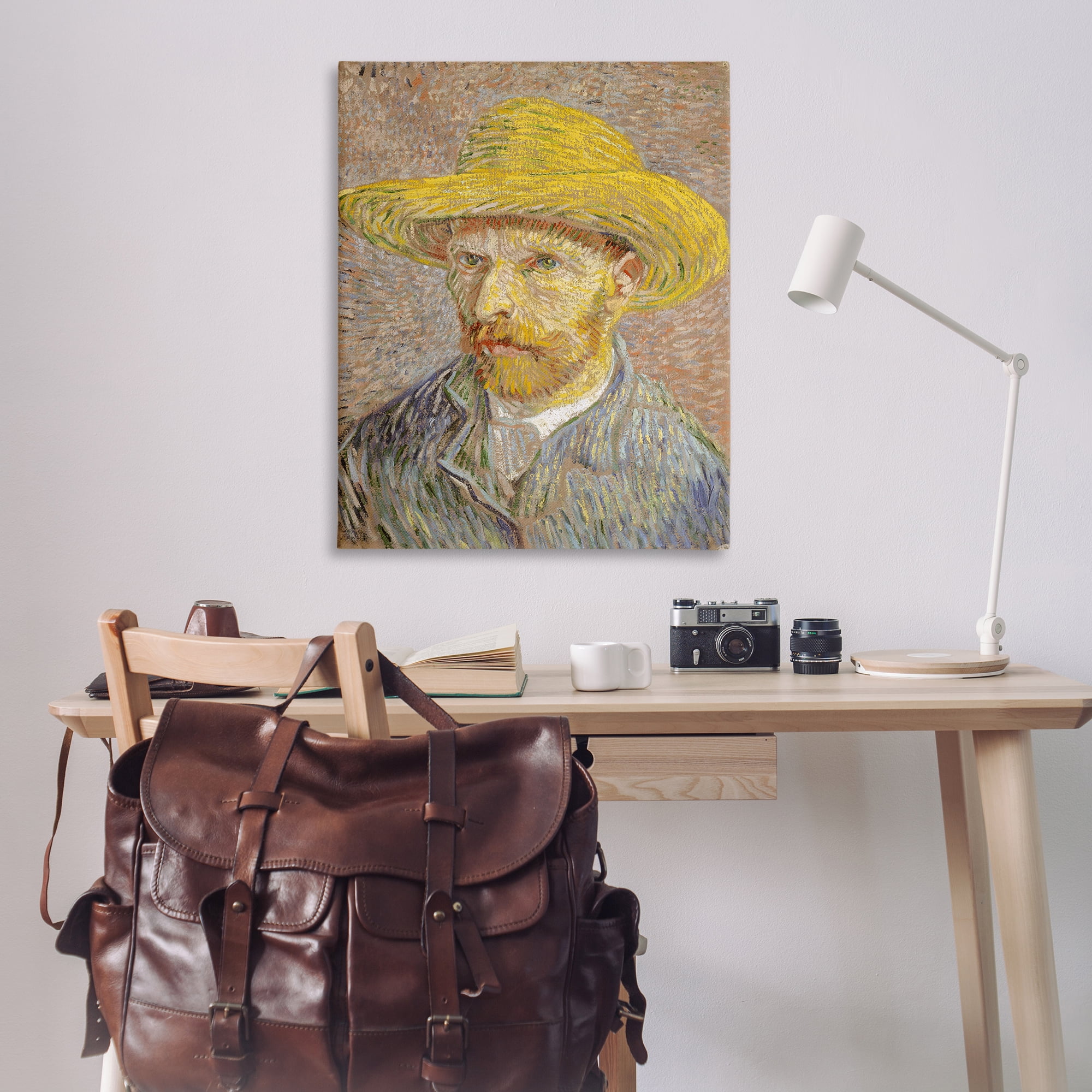 Stupell Industries Van Gogh Straw Hat Portrait People Painting Wrapped Canvas Art Print Wall Art, 36 x 48