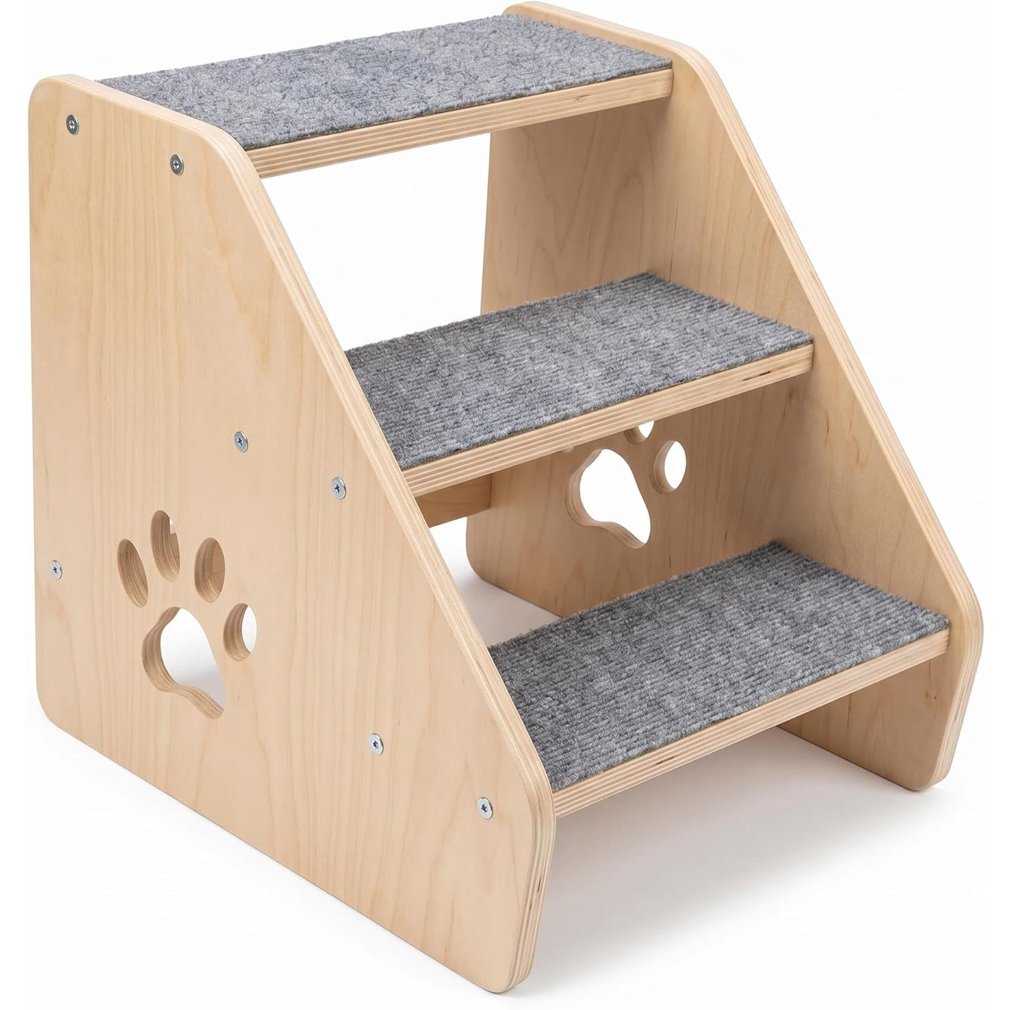 Dog Stairs for Small Dogs Cats - Wooden 3 Step Pet Stairs for Bed Couch Car - Non Slip Dog Steps for Bed with Soft Fabric Cover - Pet Steps for Puppy - Kitten - Older Cat