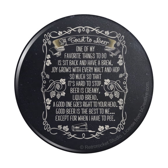 Toast To Beer Brew Funny Humor Pinback Button Pin