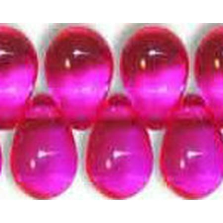 Czech Glass Beads 9mm Teardrop New Rose Pink Fuchsia (50)