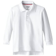 French Toast Little Boys' Toddler Long Sleeve Pique Polo, White, 3T