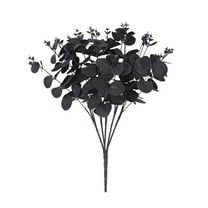 ZToonmas 3Pcs Halloween Black Eucalyptus Leaf Bouquet, 17.7" Halloween Tabletop Decorations, Gothic Bathroom Home Farmhouse Decor