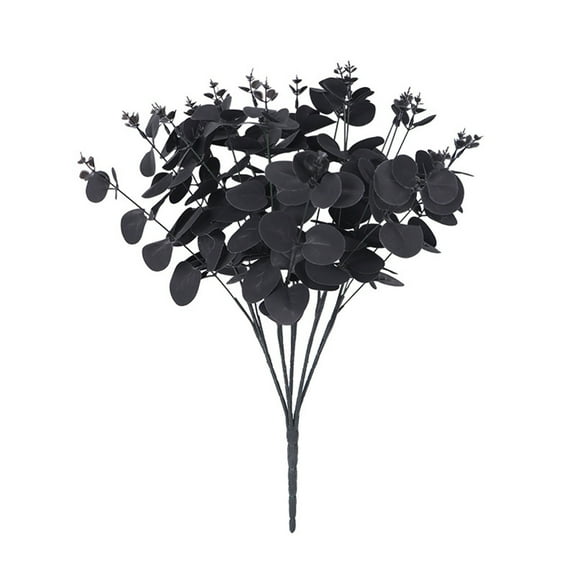 ZToonmas 3Pcs Halloween Black Eucalyptus Leaf Bouquet, 17.7" Halloween Tabletop Decorations, Gothic Bathroom Home Farmhouse Decor