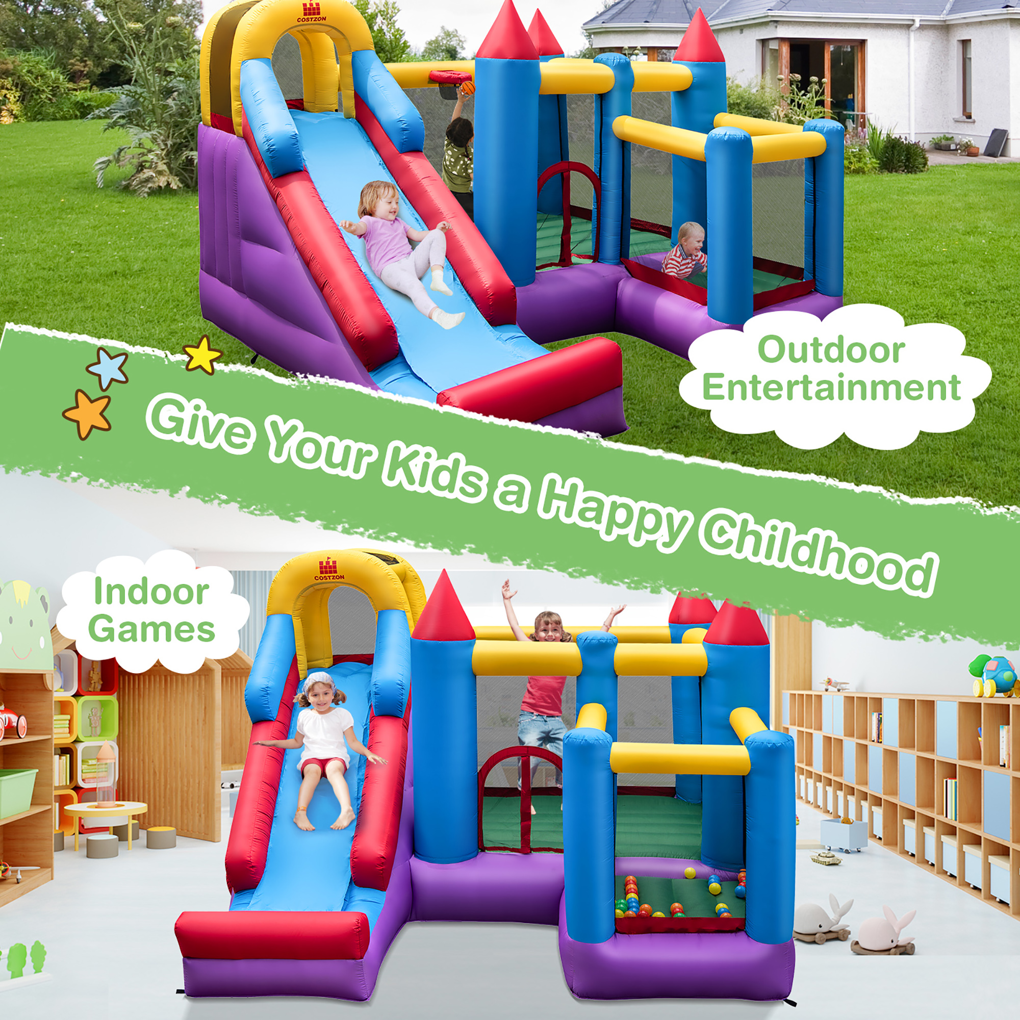 Costway Mighty Inflatable Bounce House Castle Jumper Moonwalk Bouncer Without Blower - image 4 of 10