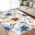 thumbnail image 4 of 6x9Ft Area Rugs Blue Brown Spring Floral Non-Skid Rubber Backing Large Rectangle Rugs - Living Room Bedroom Home Office, Summer Botanical Watercolor Indoor Floor Mat Carpets Washable Rug, 4 of 9