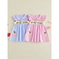 thumbnail image 2 of BemeyourBBs Toddler Baby Girl Back To School Dress Kindergarten Outfits Baby Girls First Day of School Outfit Summer Plaid Dress Apple Book Embroidered Flutter Sleeve Doll Collar Smocked Dress, 2 of 8