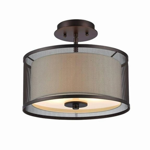 13 in. Lighting Audrey Transitional 2 Light Rubbed Bronze Semi-Flush Ceiling Fixture - Oil Rubbed Bronze
