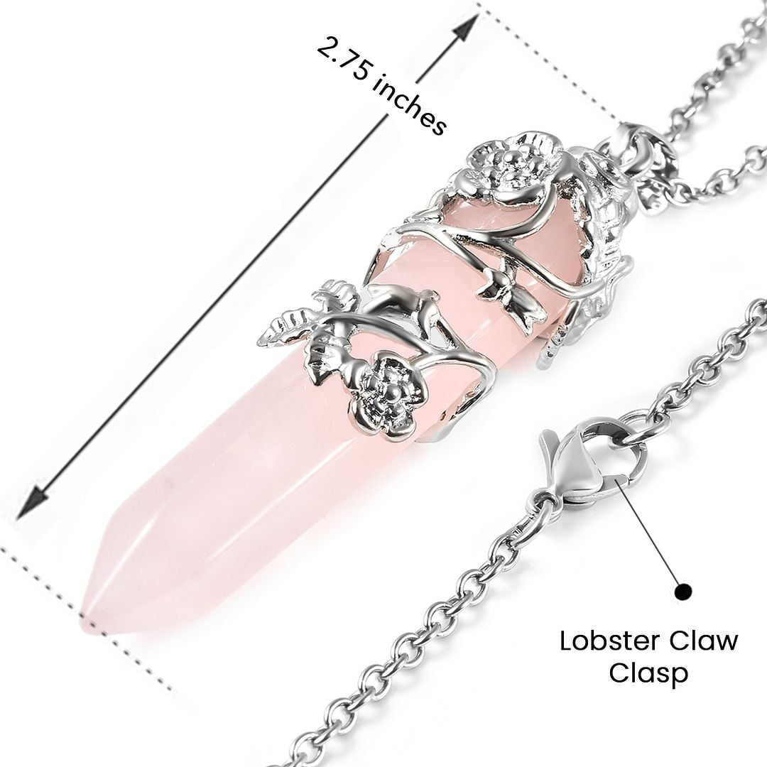 Shop LC Genuine Rose Quartz Pointer Necklace, 24