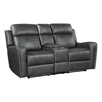 Gimo Dual Power Recliner Loveseat- Dark Gray Microfiber- 72 Inch