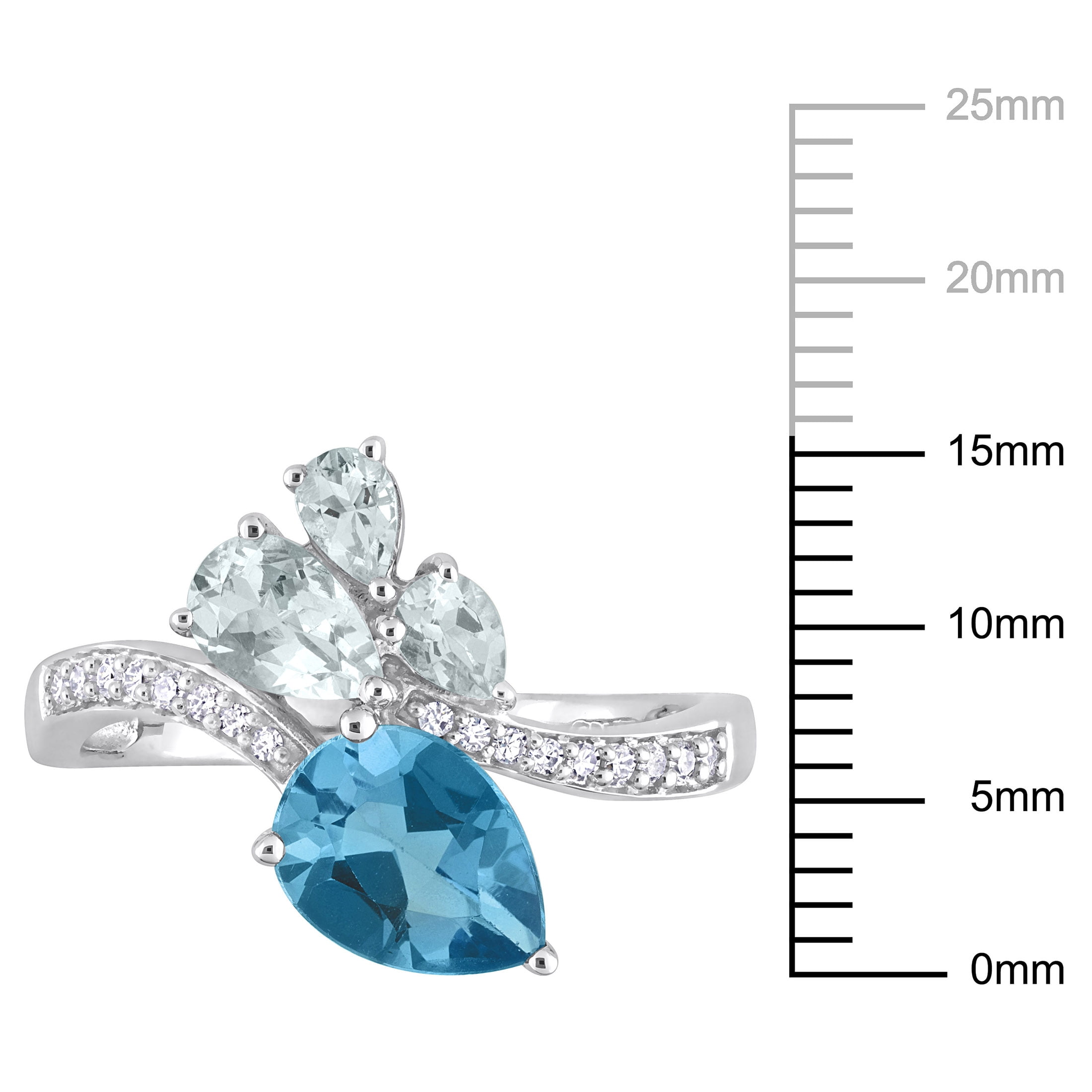 Everly Women's Aquamarine and Topaz 14k White Gold Ring