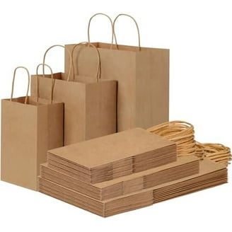 Brothersbox Large Brown Paper Bags With Handles 100PCS Kraft