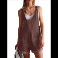 thumbnail image 2 of Mono Corto Informal de Verano para Mujer, con Cuello en V, Sin Mangas, Corte Holgado. Marrón XL, 2 of 8