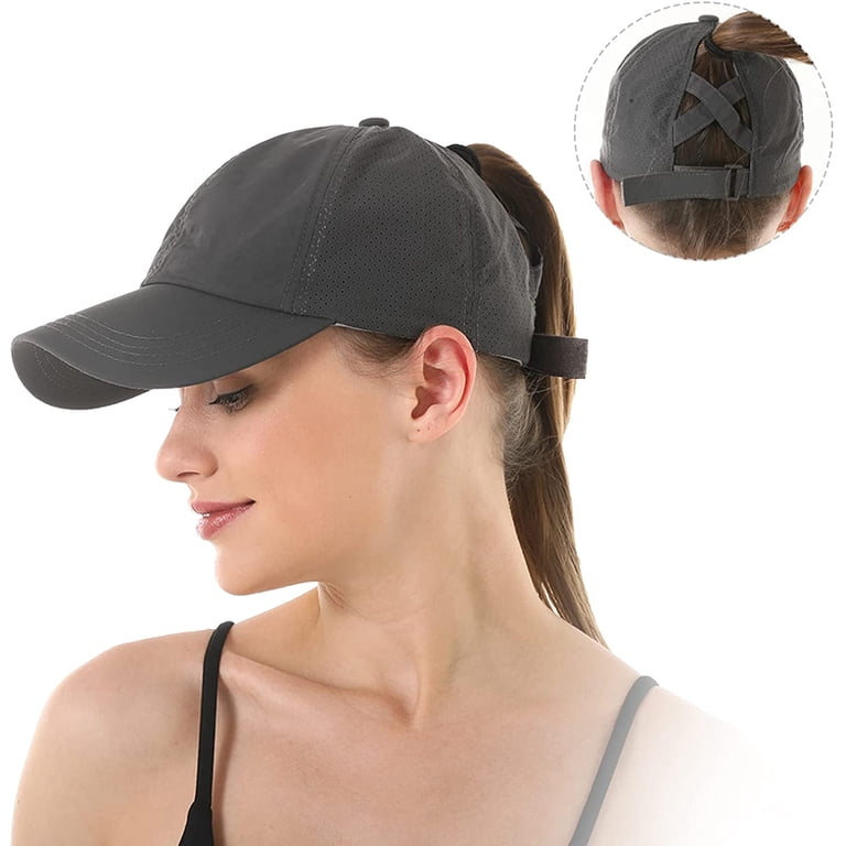 Womens Criss Cross Ponytail Baseball Cap Adjustable High  display picture 2
