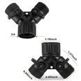 thumbnail image 2 of Innens 2Way Plastic Garden Water Hose Splitter 3/4" Faucet Double Connector for Outside (Black, 4Pcs), 2 of 11