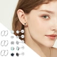 thumbnail image 2 of Threadless Flat Back Stud Earrings, 8 Pairs Titanium Hypoallergenic Earrings for Women Men, Cubic Zirconia Silver Gold Stud Earrings Surgical Stainless Steel Stud Earring Set for Cartilage, 2 of 4
