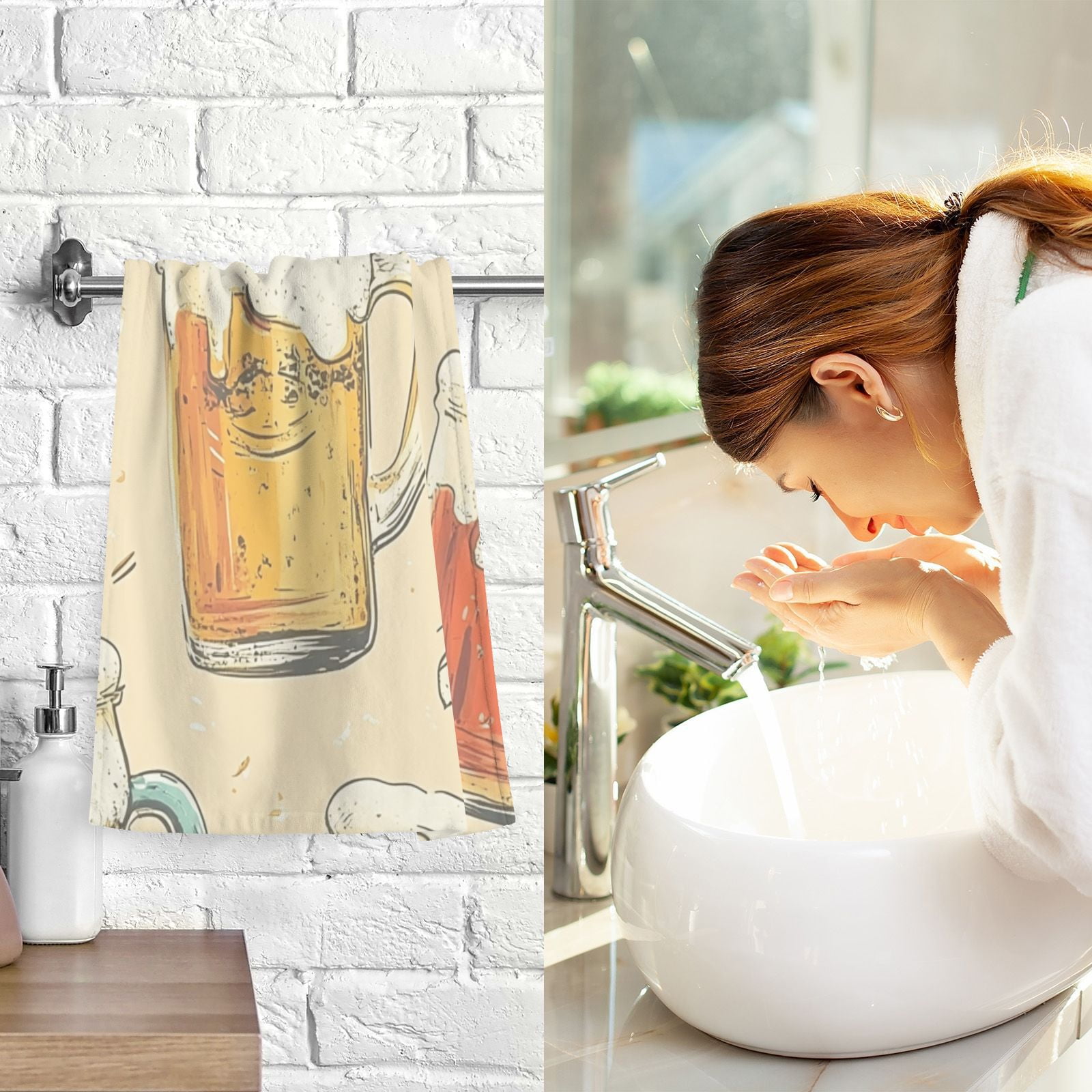 Beer Mugs Boop Hand Towels Cotton Bath Towels Large Face Towels Absorbent for Bathroom 2 Packs