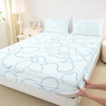 thumbnail image 3 of jejeloiu Modern Geometric Stripe Queen Sheet Sets,Blue Line Floral Bed Set For Girls Kids 4-Piece, 3 of 7