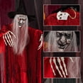 thumbnail image 2 of Halloween Hanging Witch Decoration, Sound-Activated Light Up Glowing Red Robe, Prop for Indoor Outdoor Decor, Party Supplies, 1Pack Hanging Witch #E, 2 of 6